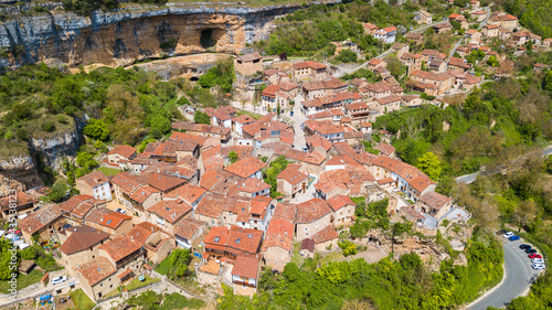 aerial view of orbaneja del castillo medieval town in Burgos province, spain photo