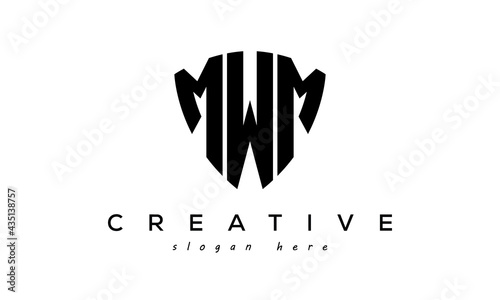 MWM letters creative logo with shield photo