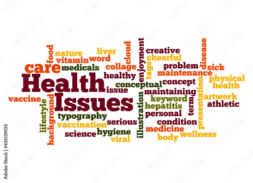 Word Cloud with health issues concept, isolated on a white background
Word Cloud with health issues concept, isolated on a white background