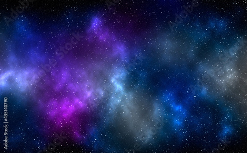 Space background with stardust and shining stars. Realistic cosmos and color nebula. Colorful galaxy. 3d illustration 