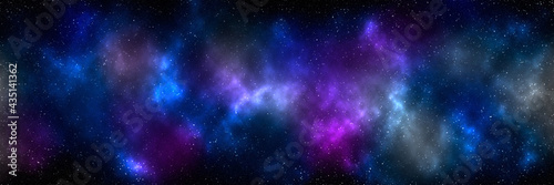 Space background with stardust and shining stars. Realistic cosmos and color nebula. Colorful galaxy. 3d illustration © lali