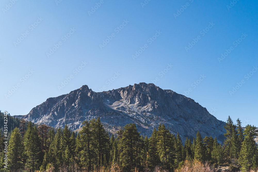 Beautiful Carson Peak above June Lake in Mono County California in Fall blue sky