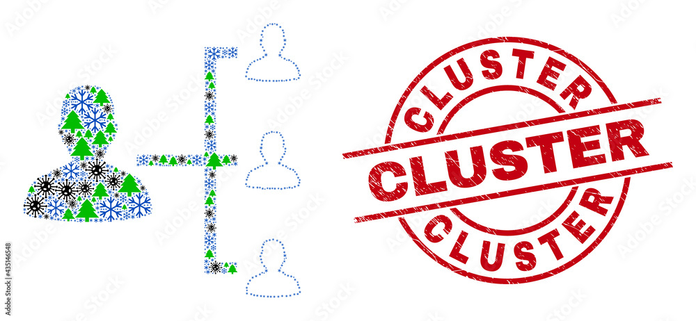 Winter viral collage people hierarchy, and unclean Cluster red round stamp seal. Collage people hierarchy is done with flu virus, forest, and ice crystal symbols. Winter viral collage people hierarchy, and unclean Cluster red round stamp seal. Collage people hierarchy is done with flu virus, forest, and ice crystal symbols.