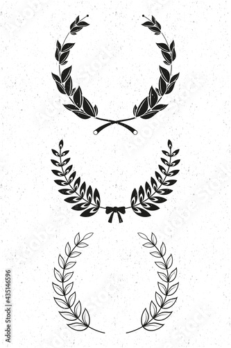 three laurel wreaths