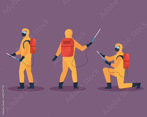 three disinfection men