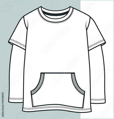 SWEATSHIRT Flat Sketch. Vector sweatshirt for boys. Sweatshirt technical drawing for kids. An isolated sweatshirt sketch in your fashion collection will be a great start.