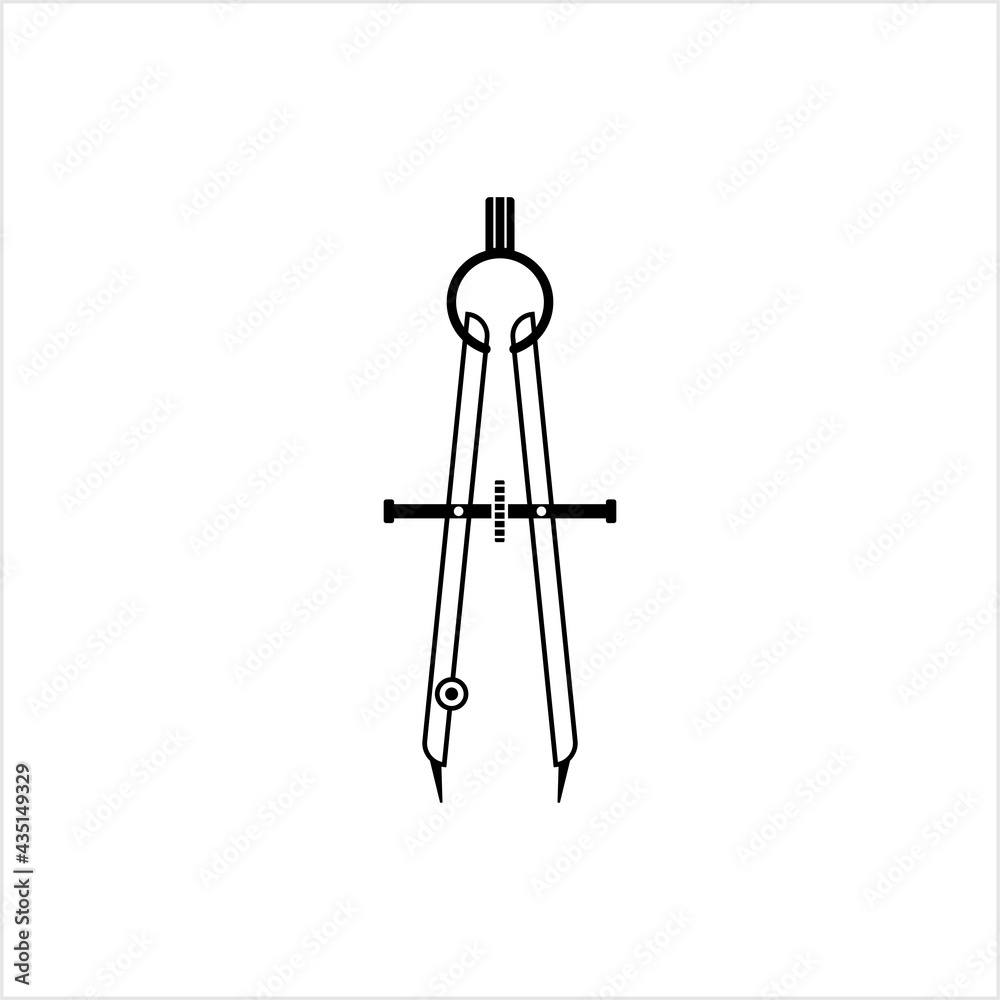 Drafting Compass Icon, Pair Of Compasses, Technical Drawing Instrument