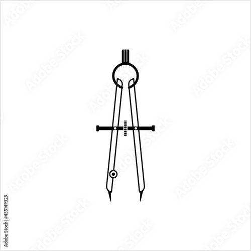 Drafting Compass Icon, Pair Of Compasses, Technical Drawing Instrument