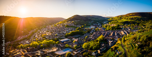 Canvas-taulu Beautiful Aerial shot of Abertillery, welsh landscape from above