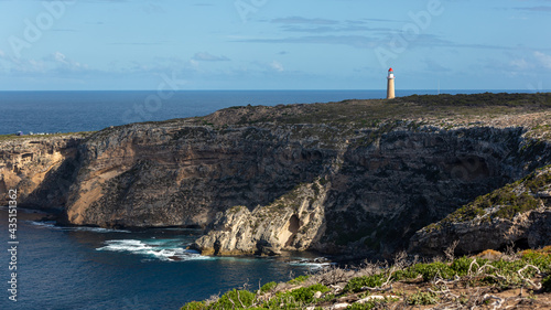 Cape Du Couedic Lighthouse above a cliff face on Kangaroo Island South Australia on May 8th 2021 photo