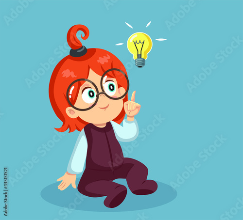 Smart Toddler Having an Idea Vector Illustration photo