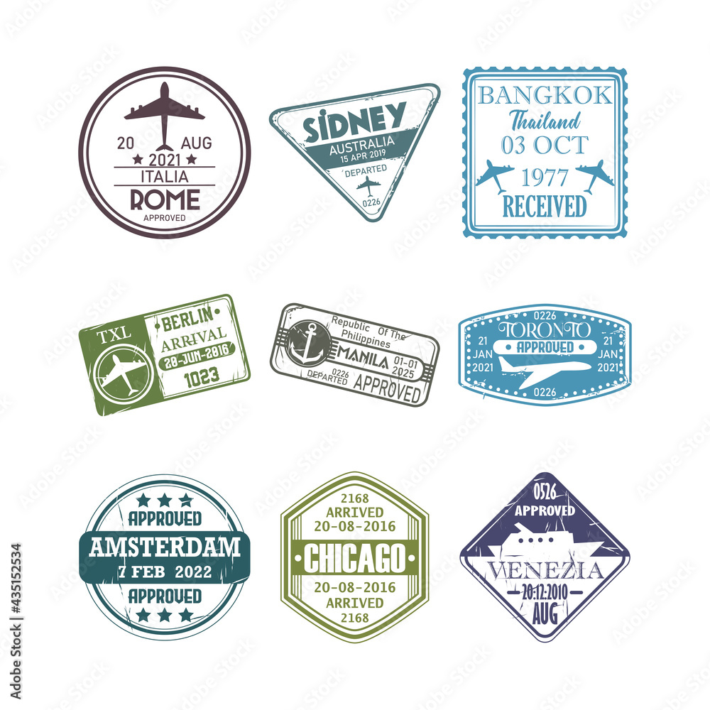 Obraz premium immigration passport stamps