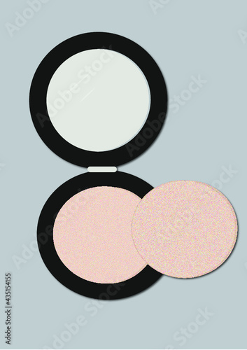Polvo compacto. Ilustracion Polvo compacto. Maquillaje. Make up. Vector. Dibujo. Icono. Cosmeticos.