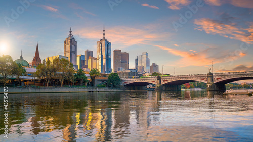 Melbourne city skyline at twilight   Australia