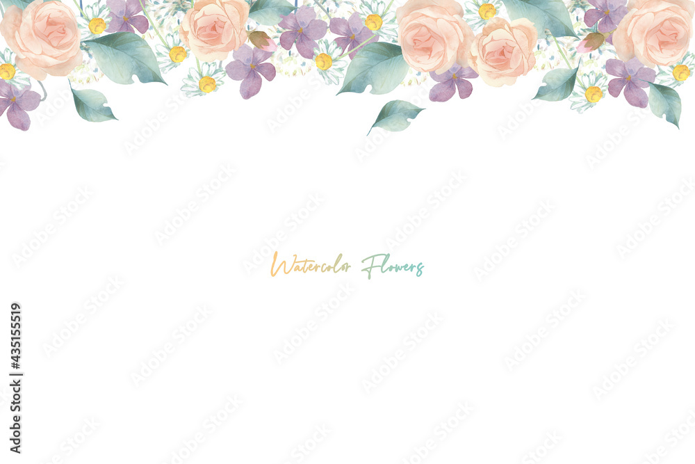 いろいろな淡い色の花のフレーム Stock Illustration Adobe Stock