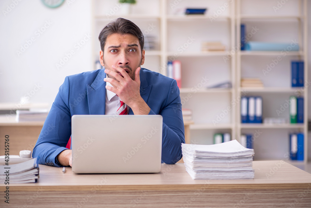 Young attractive employee working in the office Young attractive employee working in the office