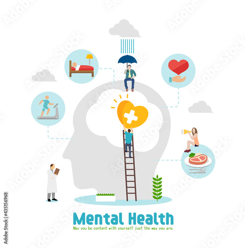 Mental health concept flat vector illustration