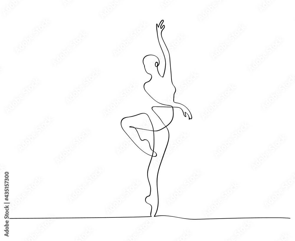Vettoriale Stock Ballet Dancer ballerina in Continuous Line Art Drawing.  Vector | Adobe Stock