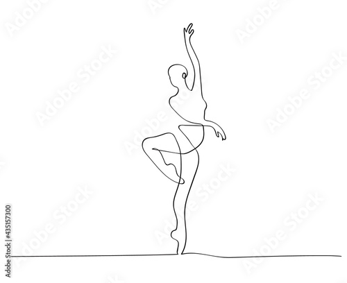 Ballet Dancer ballerina in Continuous Line Art Drawing. Vector 
