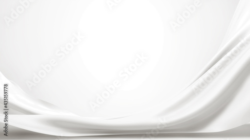 White flying silk fabric or rubber cloth on white background 3D rendering