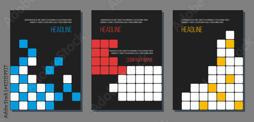 geometrical pattern booklet or business presentation, flat vector dark background page template
