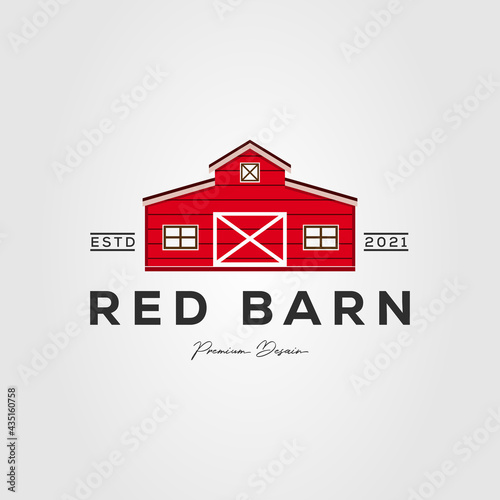 red barn farm house logo vector illustration design