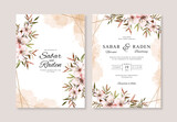 Wedding invitation template with hand drawn watercolor floral