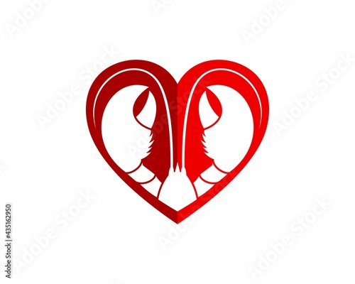 Simple love shape with big lobster inside
