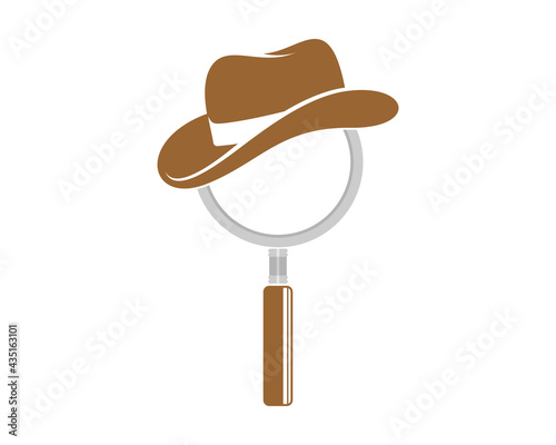 Magnifying glasses with detective hat logo