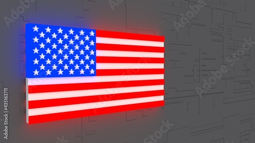 3D USA Flag on abstract background, Flag of United States.
