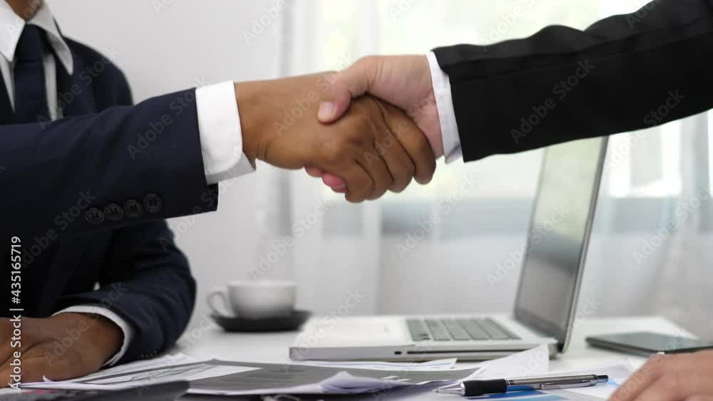 Business people shake hands partners celebrating successful project end, Business people shake hands partners celebrating successful project end,