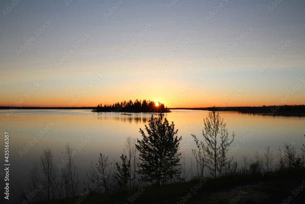 Naklejka premium Warm Spring Sunset, Elk Island National Park, Alberta