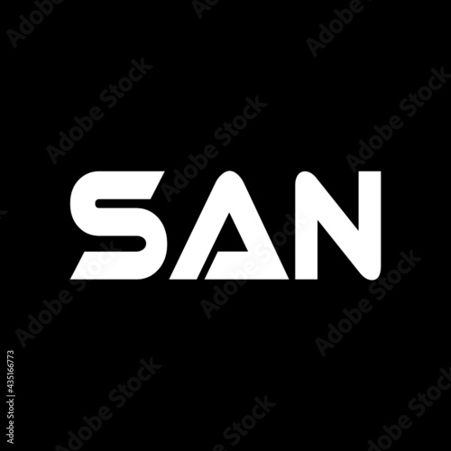 SAN letter logo design with black background in illustrator, vector logo modern alphabet font overlap style. calligraphy designs for logo, Poster, Invitation, etc