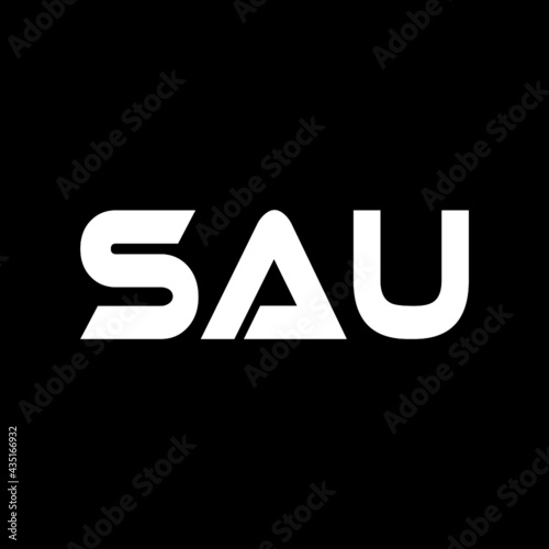 SAU letter logo design with black background in illustrator, vector logo modern alphabet font overlap style. calligraphy designs for logo, Poster, Invitation, etc