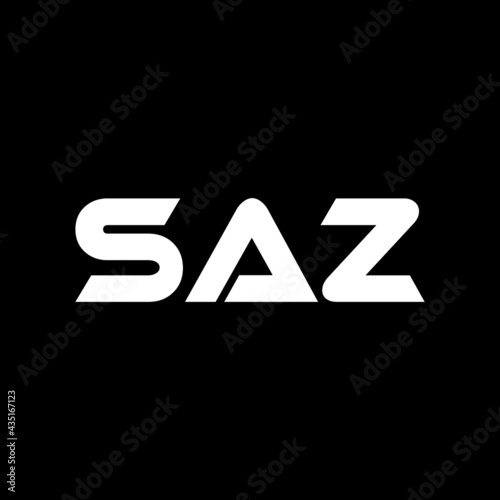 SAZ letter logo design with black background in illustrator, vector logo modern alphabet font overlap style. calligraphy designs for logo, Poster, Invitation, etc
