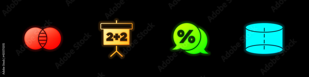 Set Mathematics sets A and B, Chalkboard, Discount percent tag and Geometric figure Cylinder icon. Vector Set Mathematics sets A and B, Chalkboard, Discount percent tag and Geometric figure Cylinder icon. Vector