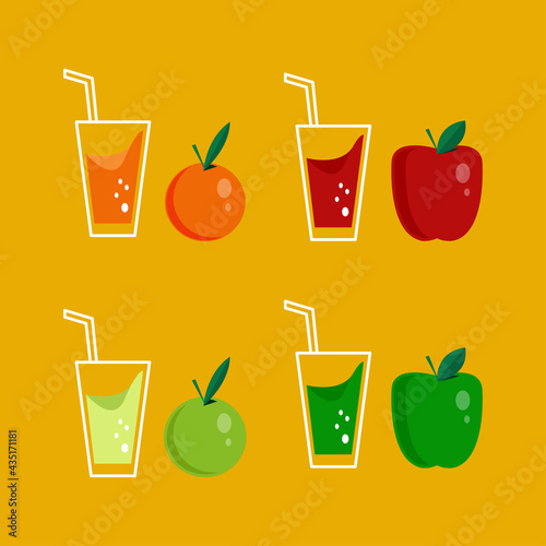 fresh fruit and juice illustration