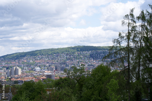 Cityscape of Zurich at cloudy day at springtime. Photo taken May 22nd, 2021, Zurich, Switzerland.