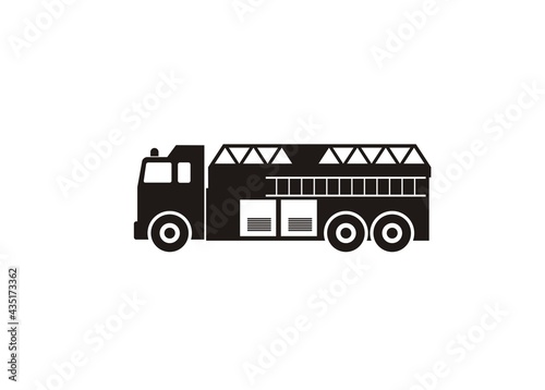 Fire department truck simple illustration in black and white