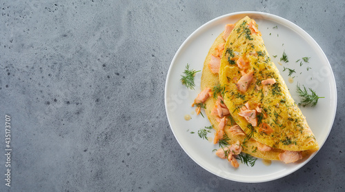 Tableau sur toile Omelette with chicken and dill