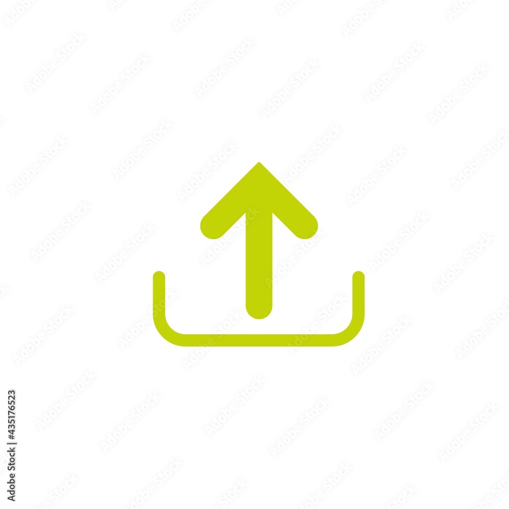 Naklejka premium olive green rounded arrow up icon. Isolated on white. Upload icon.