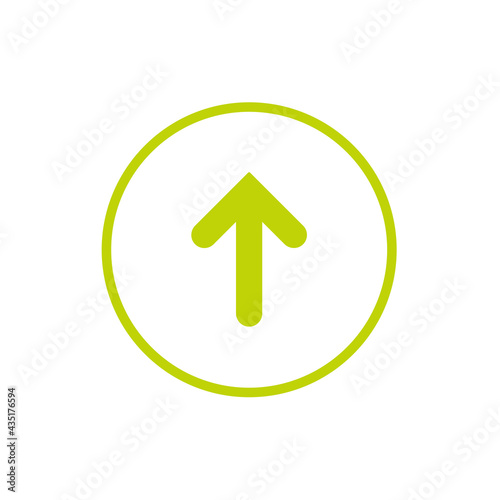 olive green rounded arrow up icon. Isolated on white. Upload icon.