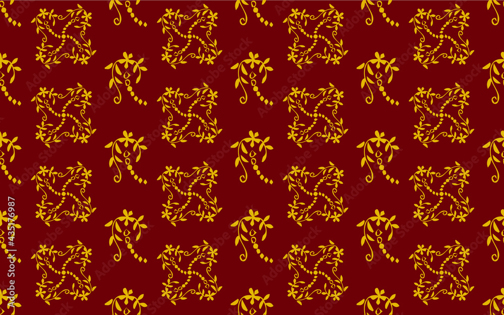 Golden yellow pattern on red background Contemporary Abstract Stilmod Pattern Design For fabric patterns and more