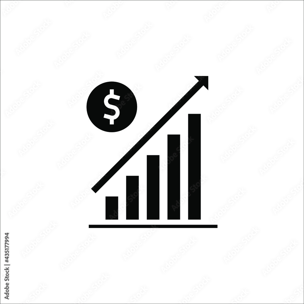 increase money growth icon on white background. increase money growth icon on white background.