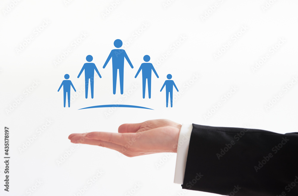 Five simplified character illustrations on one hand Five simplified character illustrations on one hand