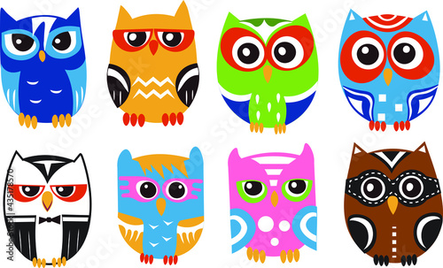 Wallpaper Mural simple drawing owls character pack Torontodigital.ca