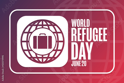 World Refugee Day. June 20. Holiday concept. Template for background, banner, card, poster with text inscription. Vector EPS10 illustration.