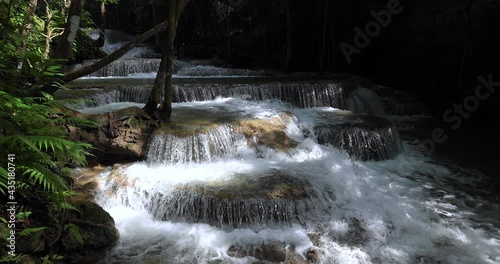 Hui Mea Khamin Waterfall, Kanchanabury, Thailand footage 4k video slow motion photo