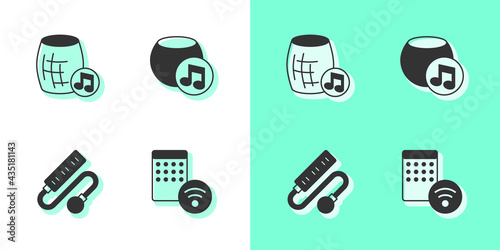 Set Air humidifier, Voice assistant, Electric extension cord and icon. Vector