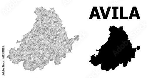 Polygonal mesh map of Avila Province in high detail resolution. Mesh lines, triangles and points form map of Avila Province.
